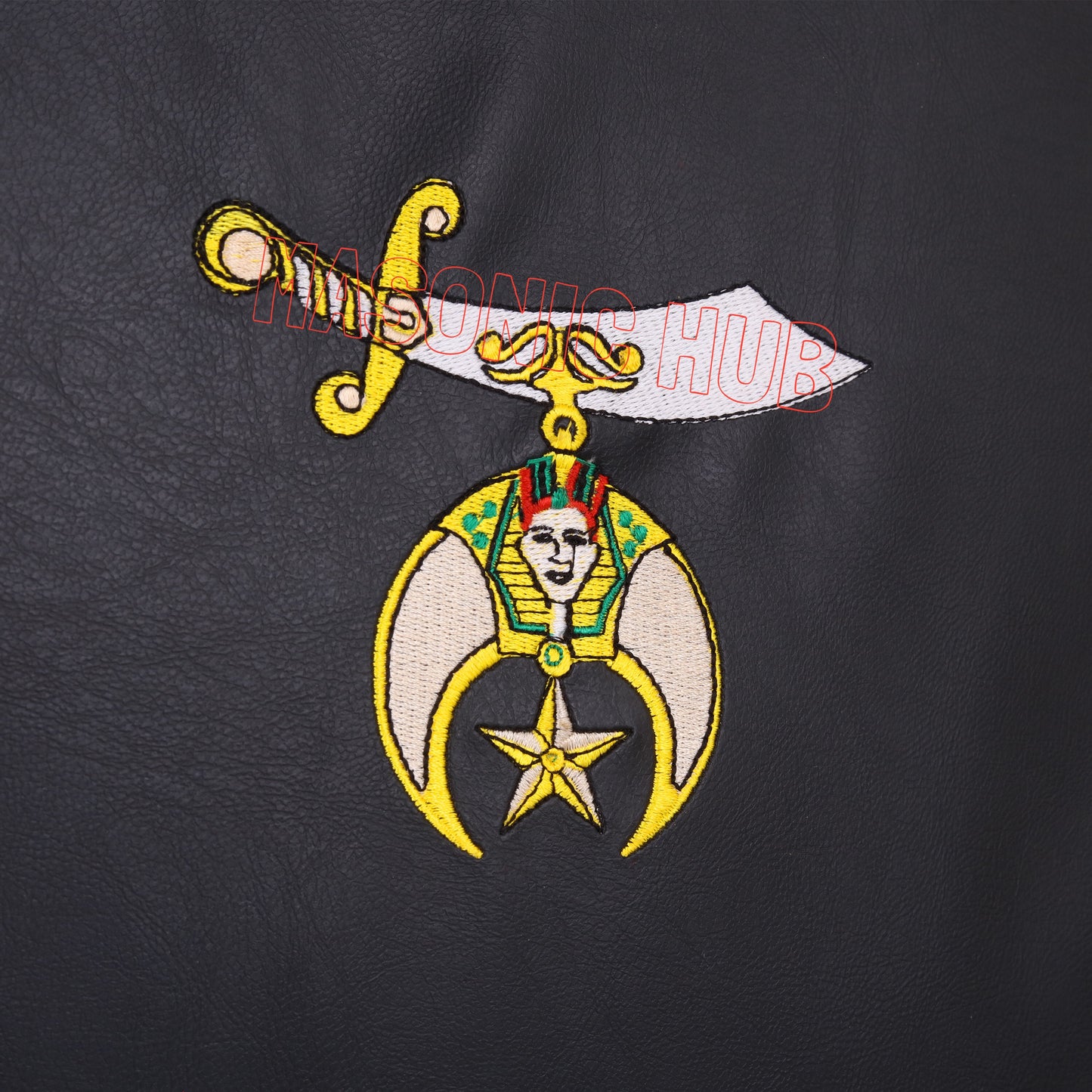 MASONIC SHRINER LOGO CHAIN COLLAR CASE WITH CHAIN COLAR & GLOVES + FREE JEWEL