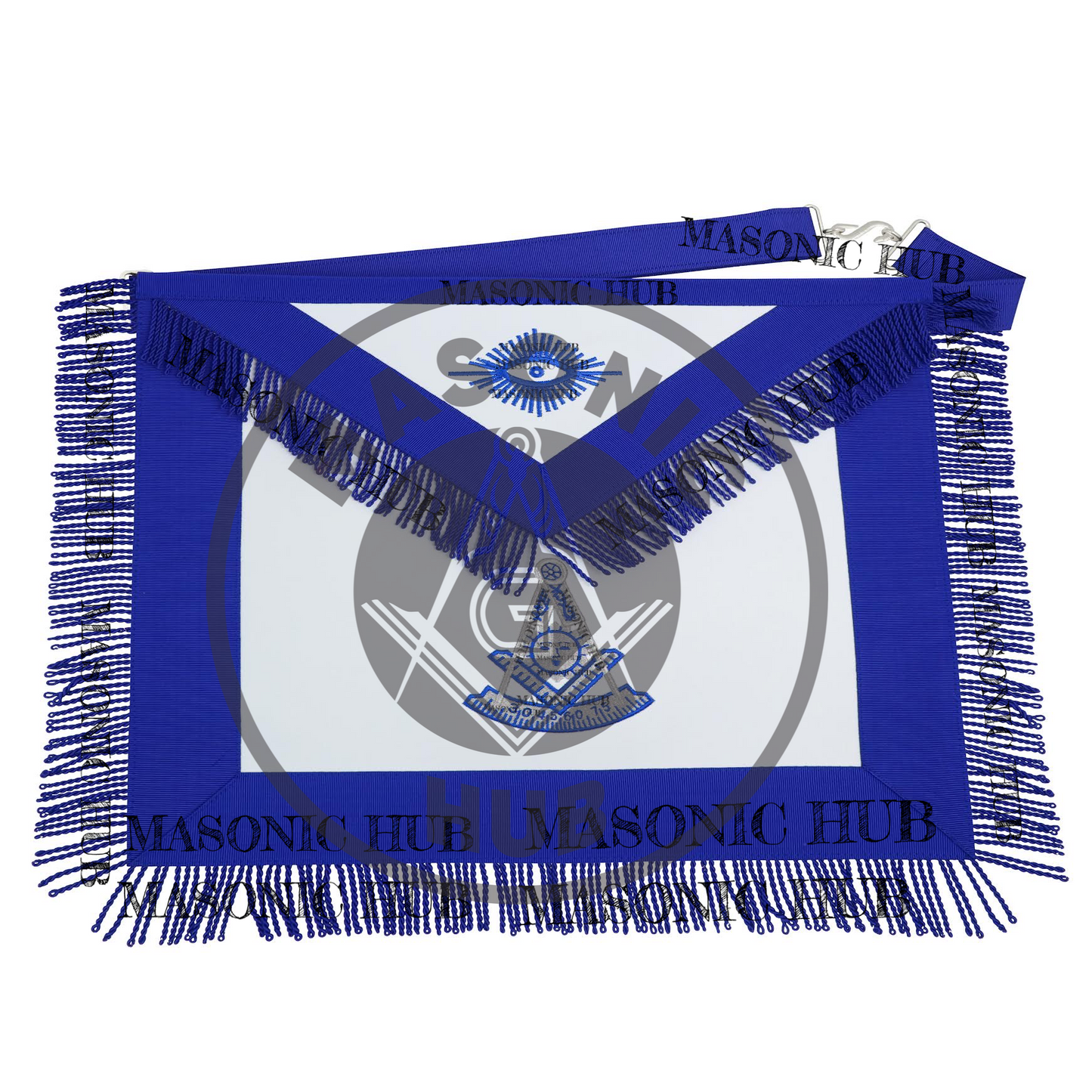Masonic Past Master Apron – Embroidered with Metallic Silver Threads & Fringe