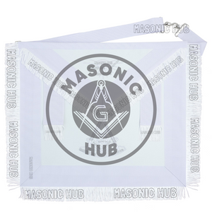 New Freemason Past Master Fringe Apron All White with Sun Emblem Embroidery Masonic Hub