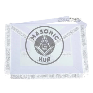 New Freemason Past Master Fringe Apron All White with Sun Emblem Embroidery Masonic Hub