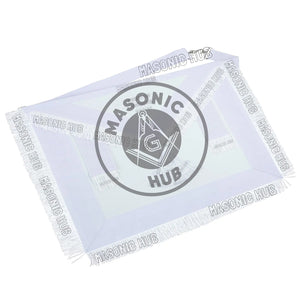 New Freemason Past Master Fringe Apron All White with Sun Emblem Embroidery Masonic Hub