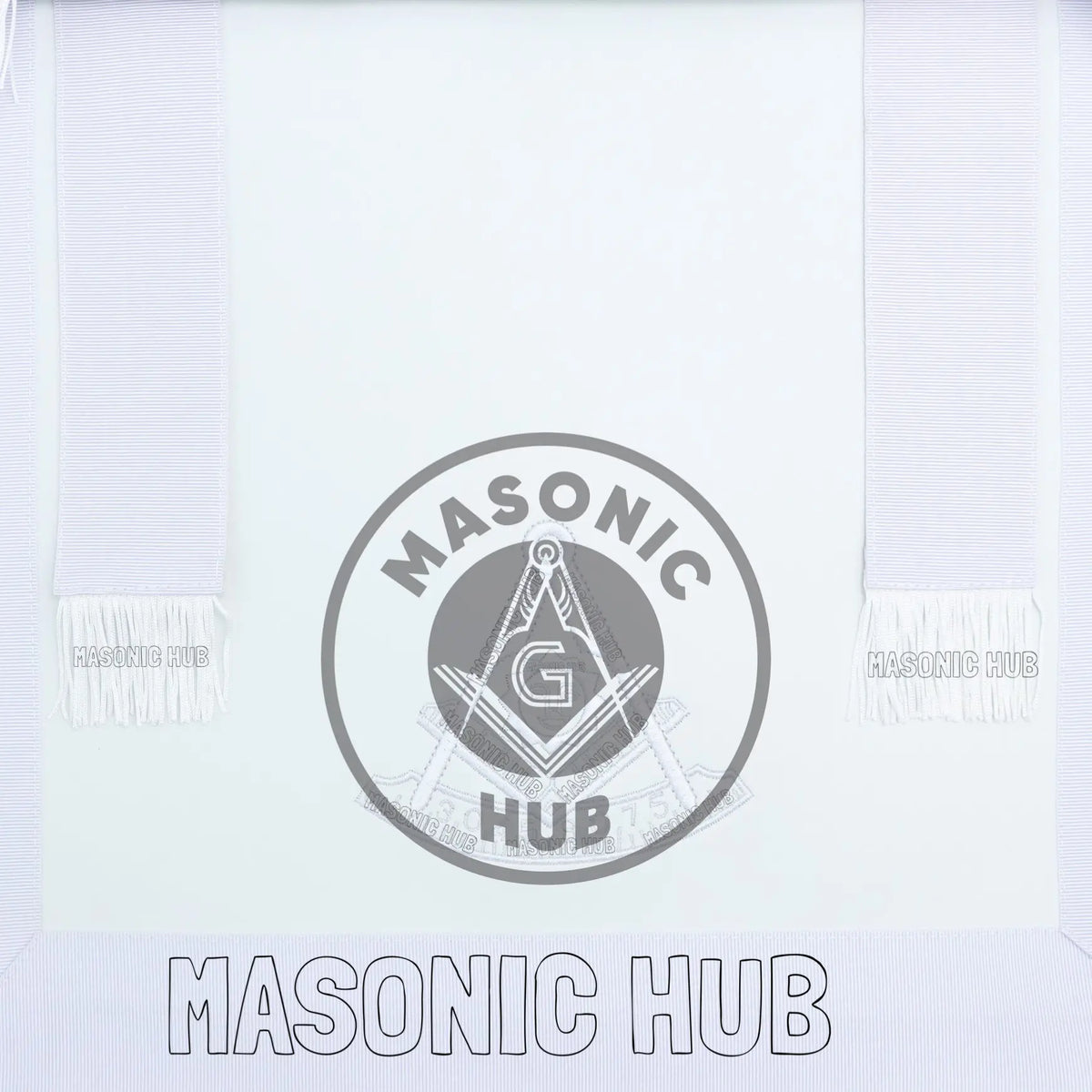 New Freemason Past Master Fringe Apron All White with Sun Emblem Embroidery Masonic Hub
