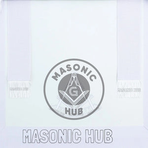 New Freemason Past Master Fringe Apron All White with Sun Emblem Embroidery Masonic Hub