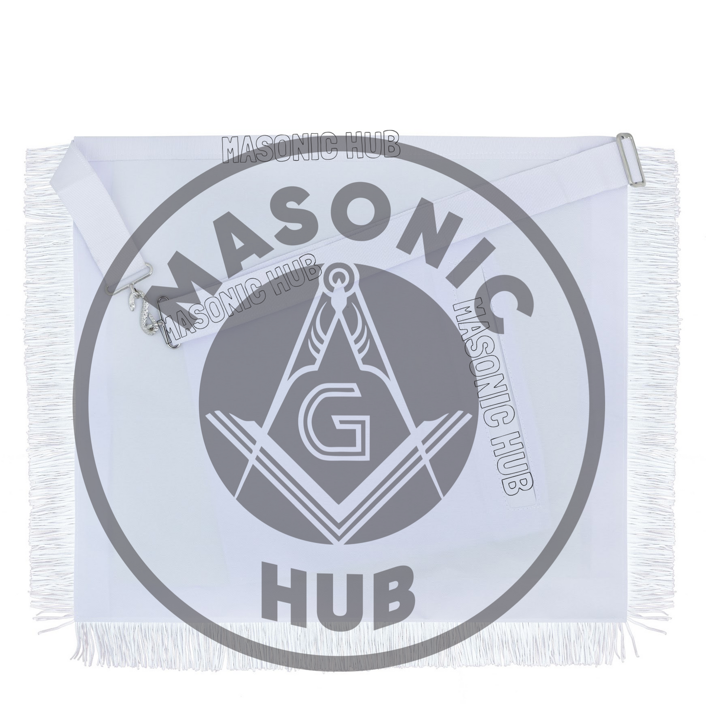 New Freemason Past Master Fringe Apron All White with Sun Emblem Embroidery