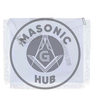 Masonic Past Master Apron – Compass & Quadrant with Sun Embroidered & Fringe Masonic Hub