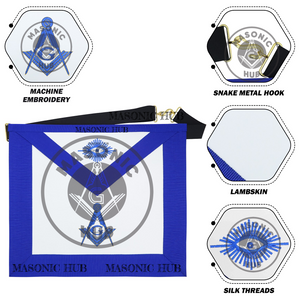 Masonic Regalia Aprons Master Mason Apron Blue Lodge With Embroidery 14"x16" Masonic Hub