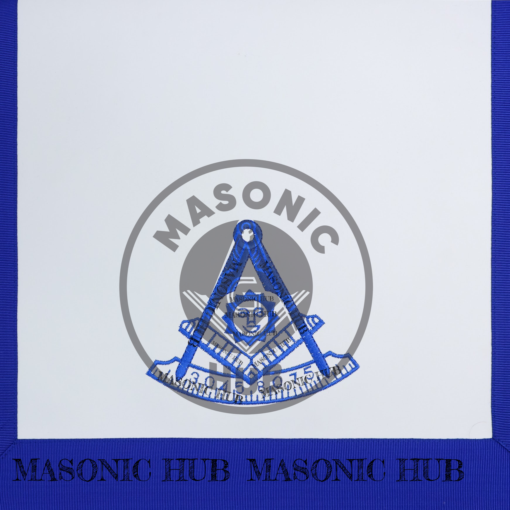 Past Master Masonic Apron – All Blue Sun Emblem with Embroidery & Fringe Regalia Masonic Hub