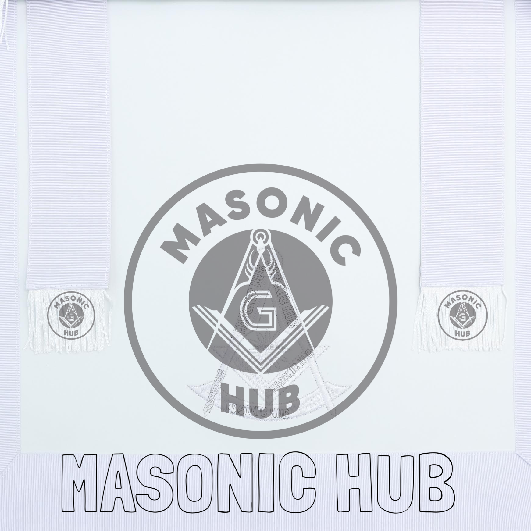 Masonic Past Master Apron – Freemason All White Fringe Regalia with Embroidery