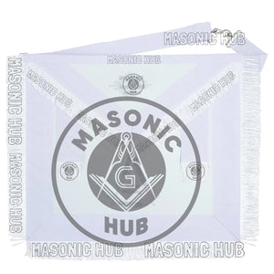 Masonic Past Master Apron – Freemason All White Fringe Regalia with Embroidery Masonic Hub