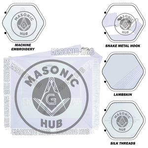 Masonic Past Master Apron – Freemason All White Fringe Regalia with Embroidery Masonic Hub