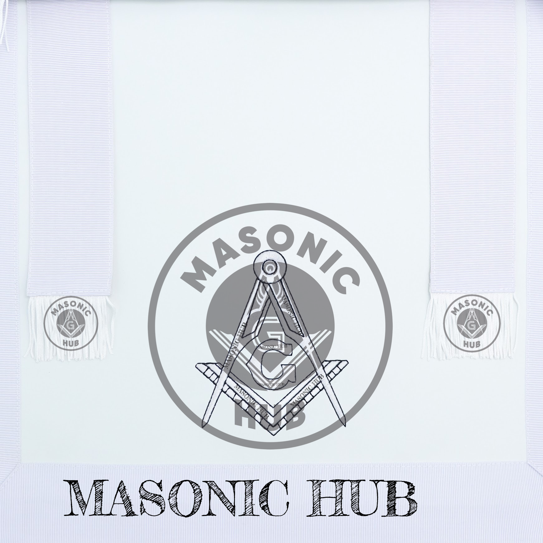 Masonic Regalia All White Master Mason Apron Blue Lodge With Embroidery- Fringe Masonic Hub