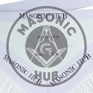 Masonic Past Master Apron – Compass & Quadrant with Sun Embroidered & Fringe Masonic Hub