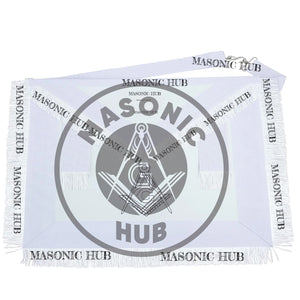 Masonic Regalia All White Master Mason Apron Blue Lodge With Embroidery- Fringe Masonic Hub