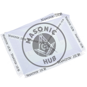 Masonic Regalia All White Master Mason Apron Blue Lodge With Embroidery- Fringe Masonic Hub
