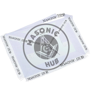 Masonic Regalia All White Master Mason Apron Blue Lodge With Embroidery- Fringe Masonic Hub