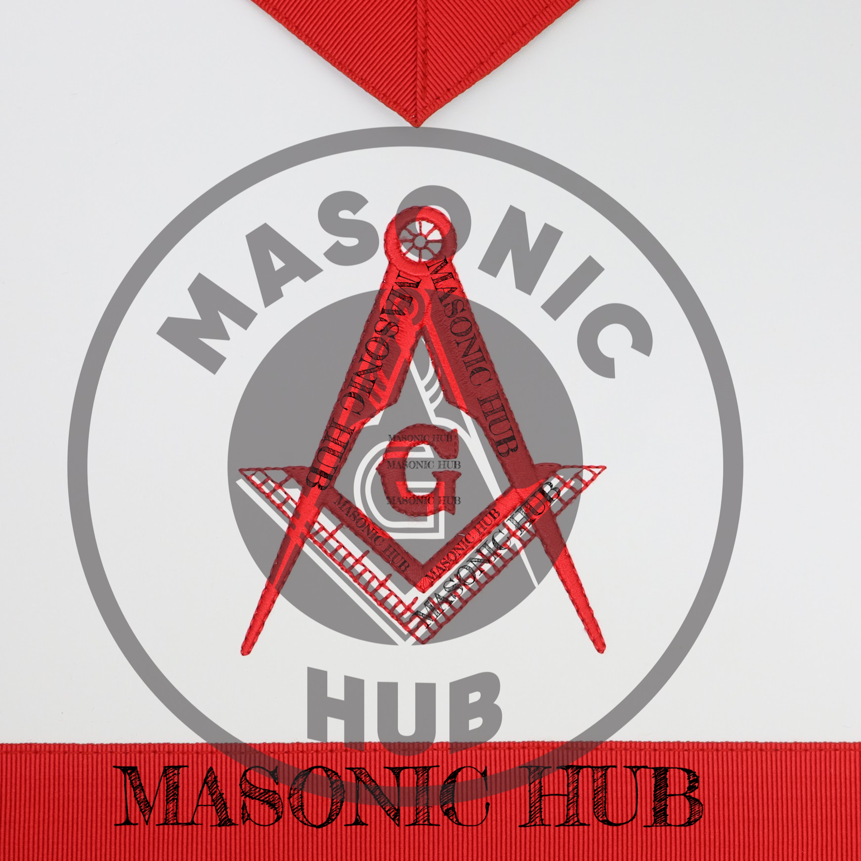 Scottish Rite Master Mason Apron – Red Lodge with All-Seeing Eye Compass Square Masonic Hub