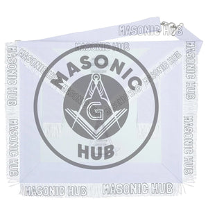 Masonic Past Master Apron – Compass & Quadrant with Sun Embroidered & Fringe Masonic Hub