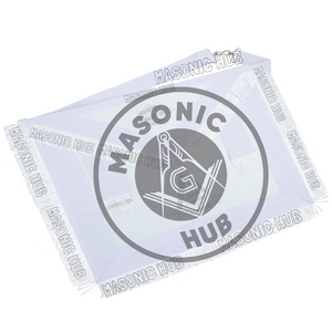 Masonic Past Master Apron – Compass & Quadrant with Sun Embroidered & Fringe Masonic Hub