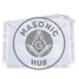 Masonic Past Master Apron – Compass & Quadrant with Sun Embroidered & Fringe Masonic Hub