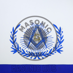 Master Mason Masonic Regalia Apron with Wreath Faux Leather, Machine Embroidered Masonic Hub