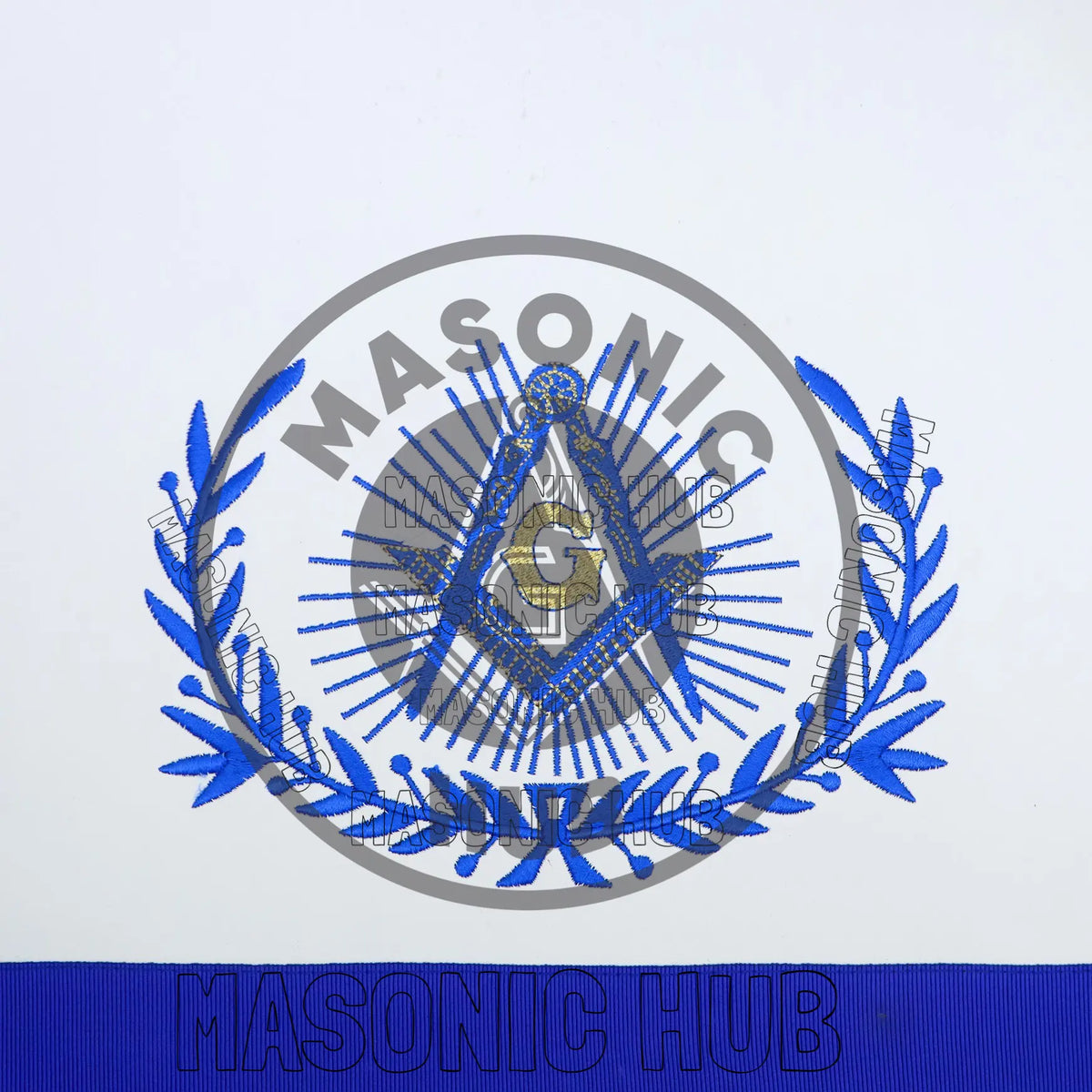 Master Mason Masonic Regalia Apron with Wreath Faux Leather, Machine Embroidered Masonic Hub