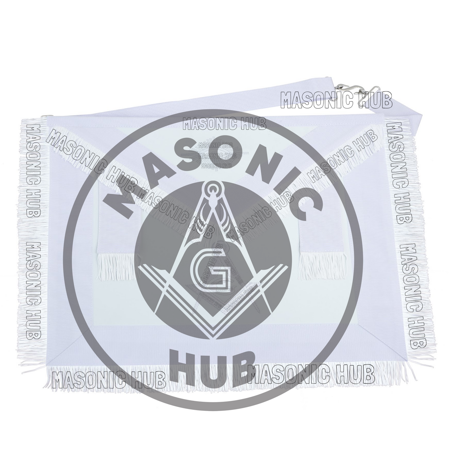 Master Mason Masonic Apron – All White Fringe Machine Embroidery All-Seeing Eye