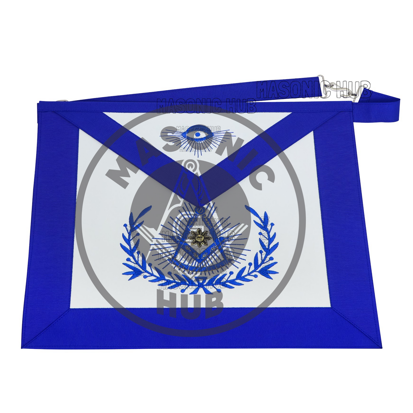 Past Master Masonic Regalia Apron with Wreath Faux Leather, Machine Embroidered