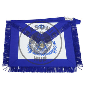 Master Mason Masonic Regalia Apron with Wreath Faux Leather, Machine Embroidered Masonic Hub