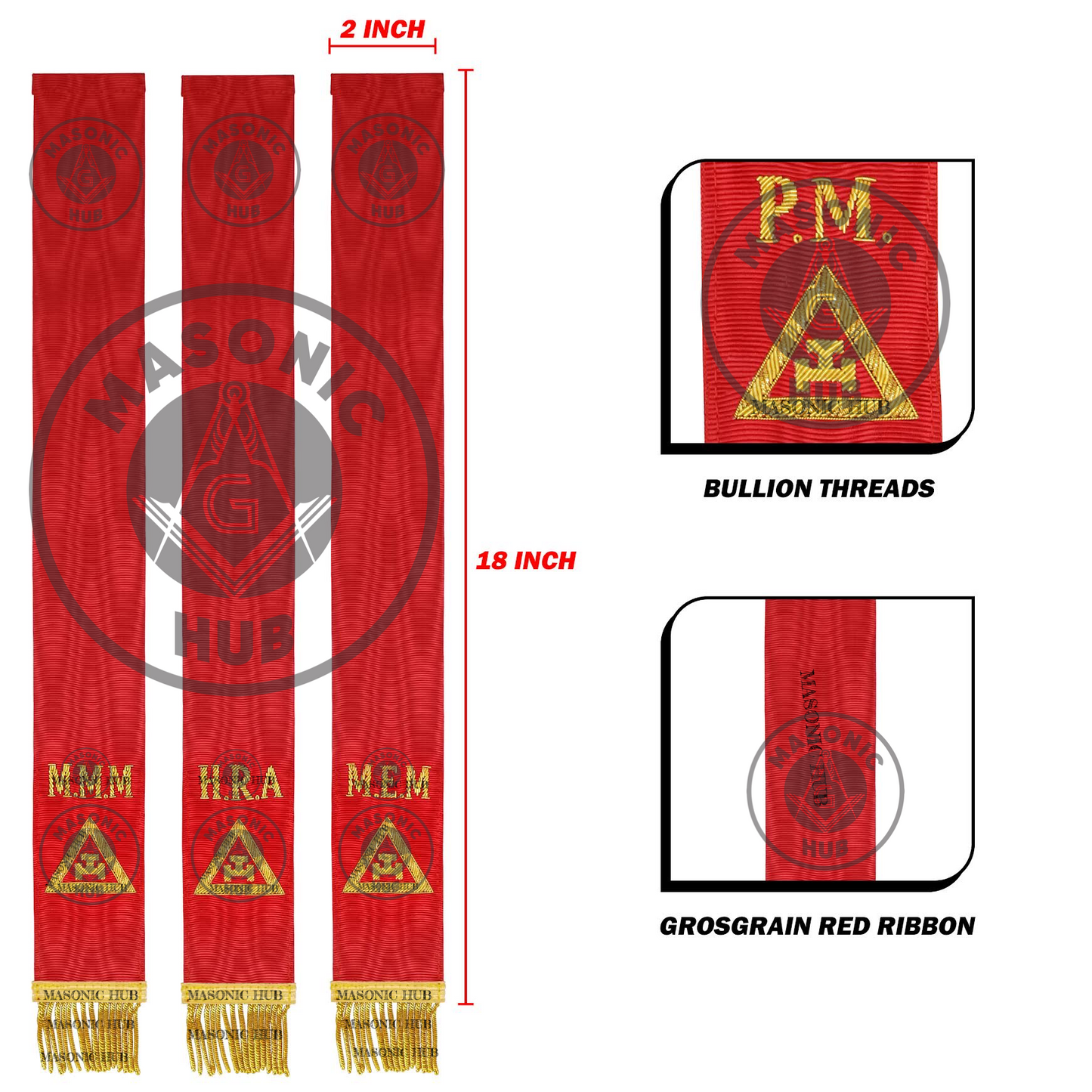 Freemason Bible Ribbon Markers – Royal Arch MMM RAM MEM Degrees Masonic Regalia