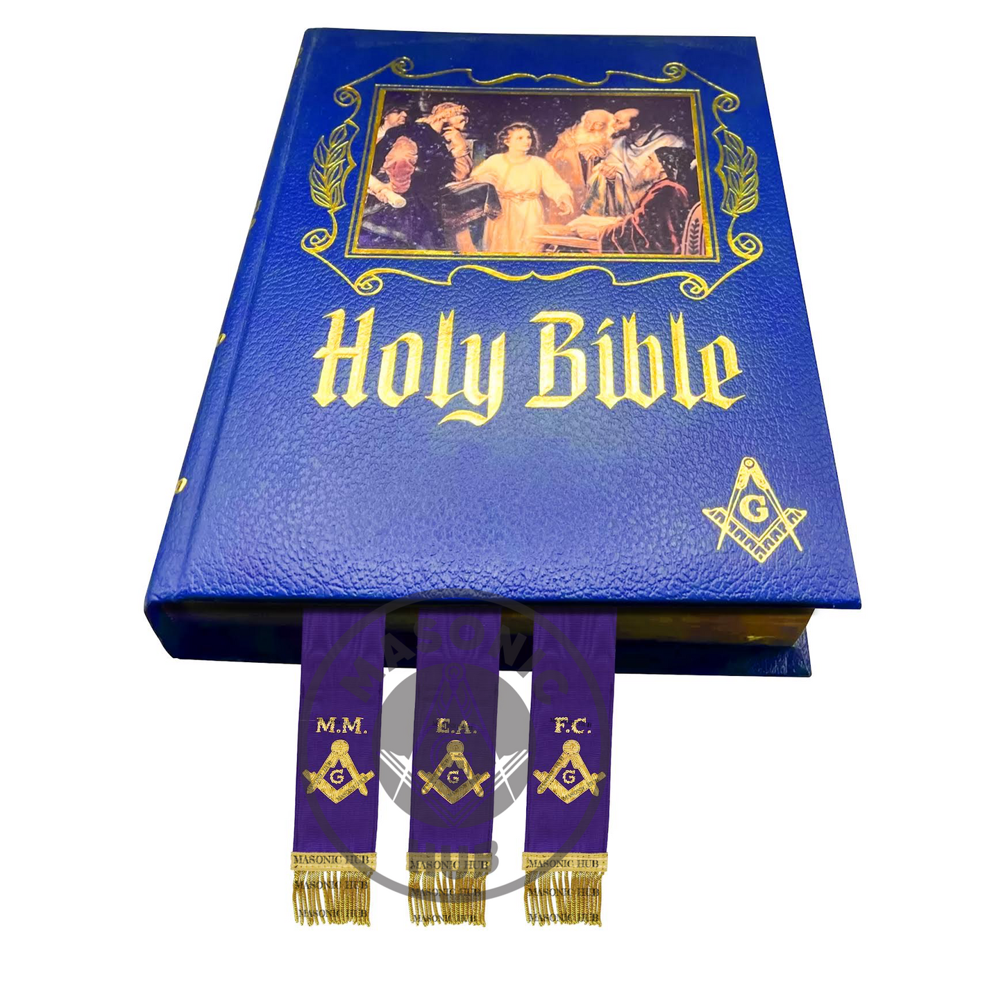 Masonic Bible Markers Hand Embroidered Purple Ribbon & Gold Bullion Threads