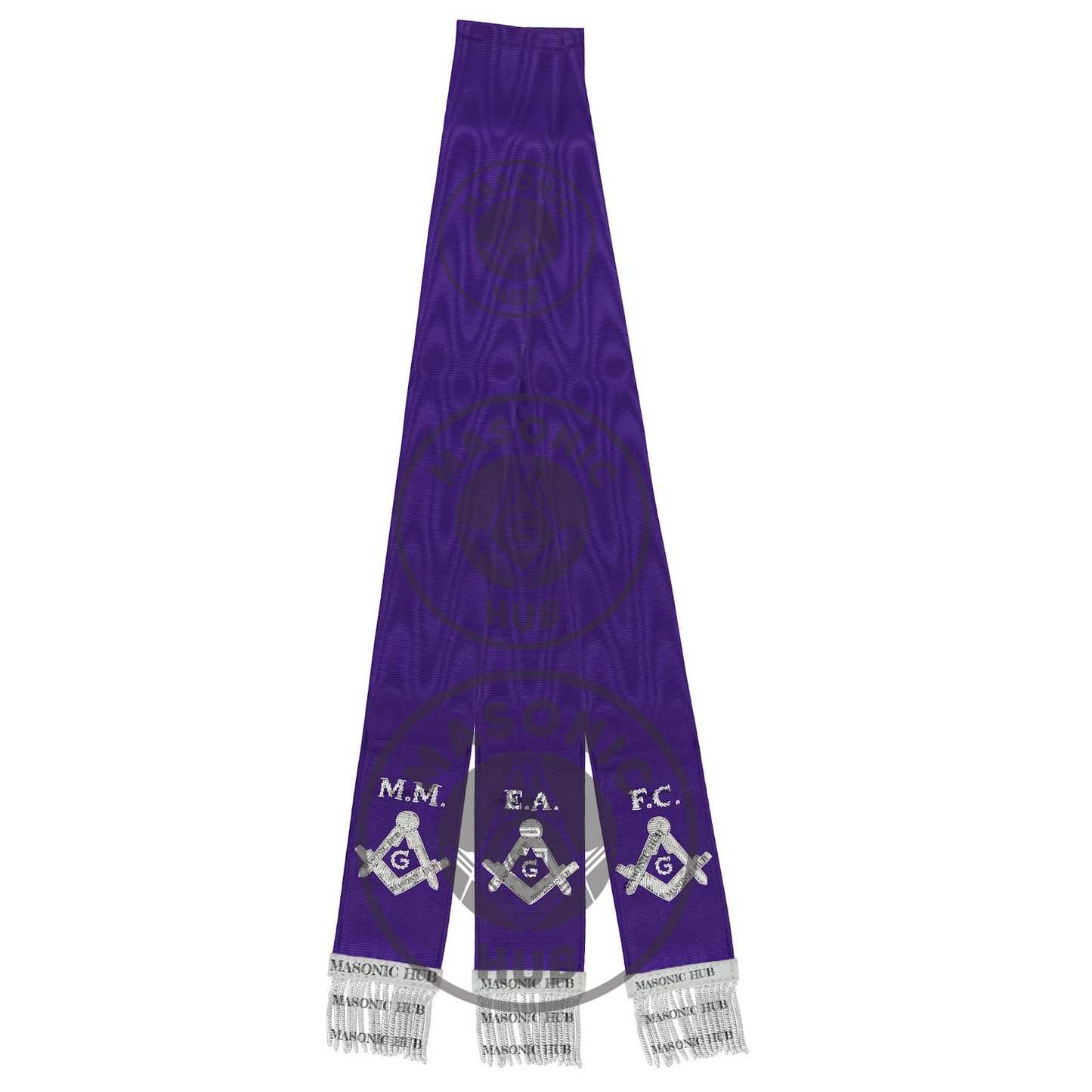 Masonic Bible Markers Hand Embroidered Purple Ribbon & Silver Bullion Threads