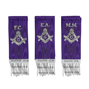 Masonic Bible Markers Hand Embroidered Purple Ribbon & Silver Bullion Threads Masonic Hub