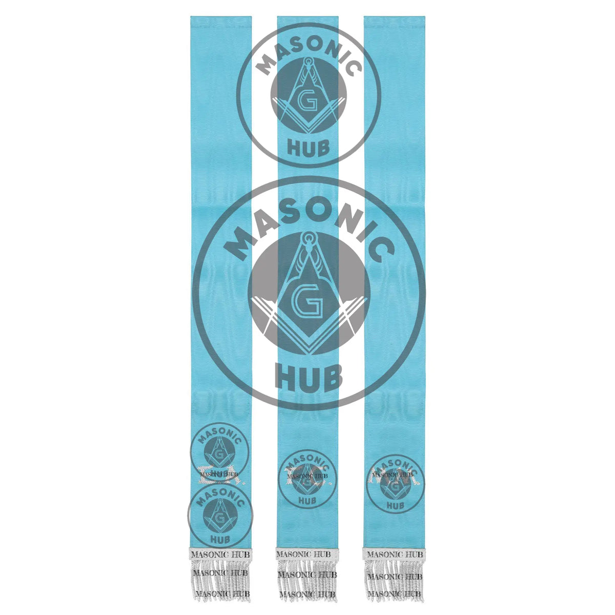 Freemason Light Blue Bible Marker Ribbons with Embroidered Square & Compass Masonic Hub