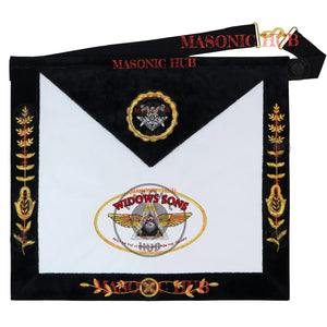 Widows Sons Masonic Regalia Lambskin Apron – Black Velvet with Gold Embroidery Masonic Hub