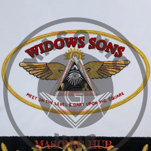 Widows Sons Masonic Regalia Lambskin Apron – Black Velvet with Gold Embroidery Masonic Hub