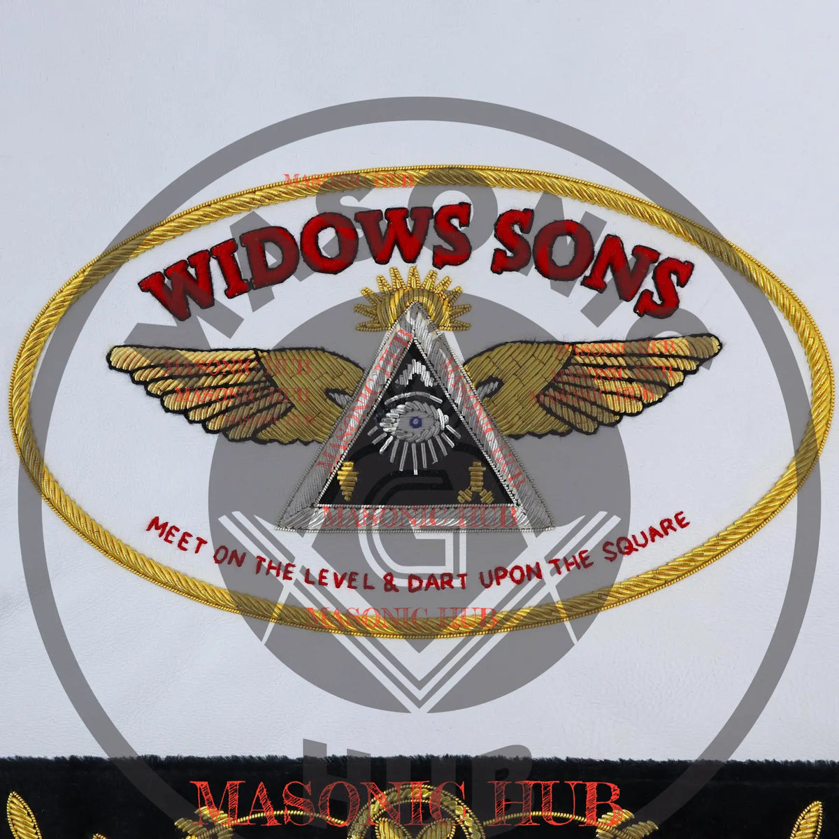 Widows Sons Masonic Regalia Lambskin Apron – Black Velvet with Gold Embroidery Masonic Hub