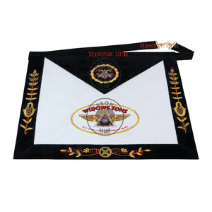 Widows Sons Masonic Regalia Lambskin Apron – Black Velvet with Gold Embroidery Masonic Hub