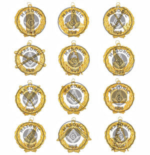 Grand Lodge Officer Aprons Set of 12 – Freemason Lambskin Regalia with Gold Bullion Hand Embroidery, Chain Collars, Jewels & Cuffs Masonic Hub