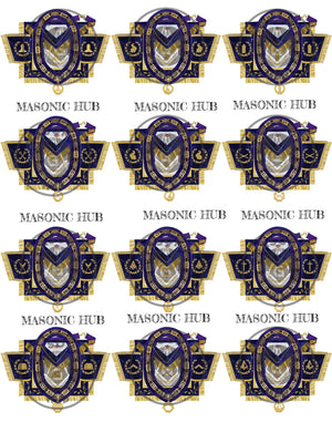 Grand Lodge Officer Aprons Set of 12 – Freemason Lambskin Regalia with Gold Bullion Hand Embroidery, Chain Collars, Jewels & Cuffs Masonic Hub