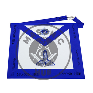 Masonic Blue Lodge Handmade Senior Warden Lambskin Apron with Chain Collar+Jewel Masonic Hub