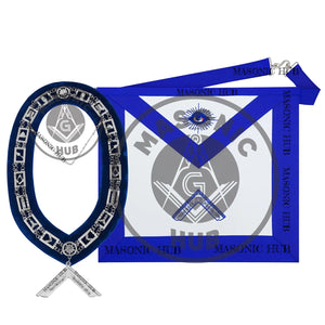 Masonic Blue Lodge Handmade Worshipful Master Lambskin Apron with Collar + Jewel Masonic Hub
