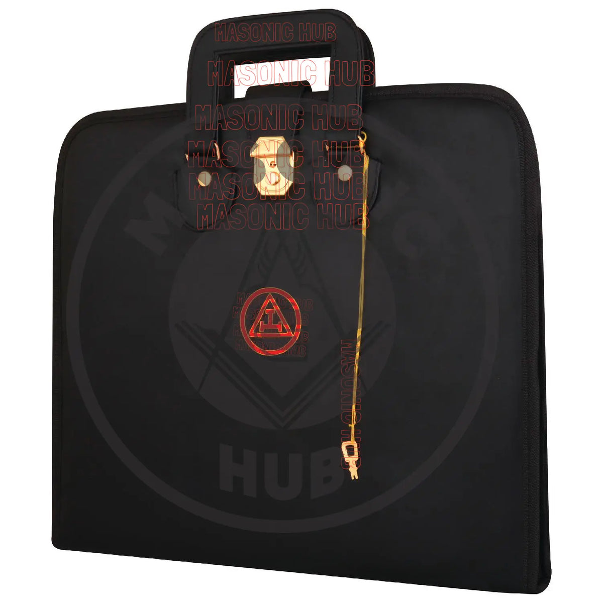 Masonic Royal Arch Hand-Embroidered Apron Case with Handle - RED VELVET Masonic Hub