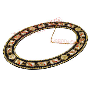 MASONIC KNIGHT TEMPLAR CHAIN COLLAR RHINESTONES + WHITE SHEET - GOLD DELUXE Masonic Hub