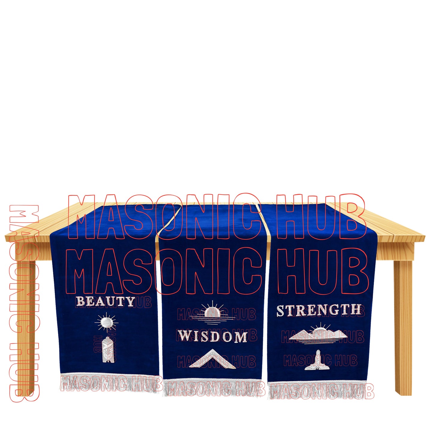 Handcrafted Masonic Blue Lodge Pedestal Covers – Silver Embroidery (Set of 3)