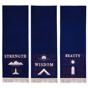 Handcrafted Masonic Blue Lodge Pedestal Covers – Silver Embroidery (Set of 3) Masonic Hub