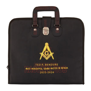 Masonic Hand-Embroidered Square & Compass Apron Case – Black Masonic Hub