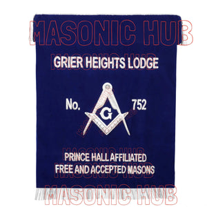 Masonic Bible Cushion & Drop Fall – Custom Lodge Name and Number – Blue Velvet Lodge Altar Cushion Masonic Hub