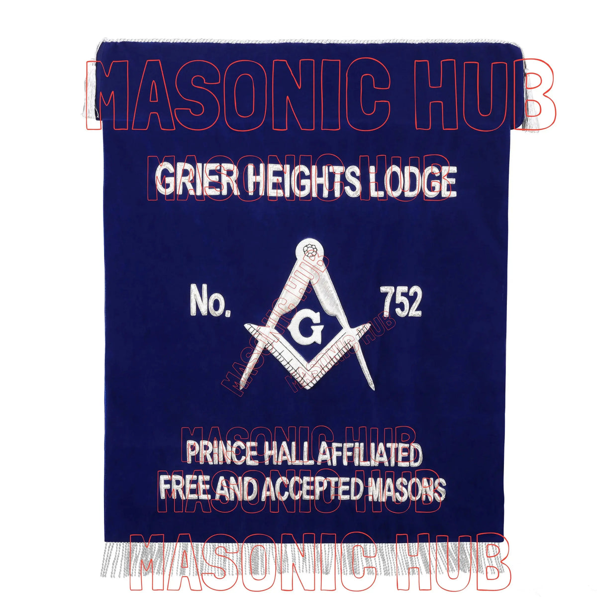 Masonic Bible Cushion & Drop Fall – Custom Lodge Name and Number – Blue Velvet Lodge Altar Cushion Masonic Hub