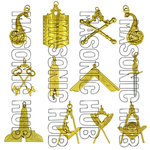 Masonic Master Mason Blue Lodge Jewel Neck Cord with 12 Gold Jewels – Regalia Set Masonic Hub