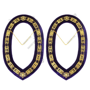 Masonic Regalia Cryptic Mason Royal & Select Master Chain Collar Purple Backing Masonic Hub